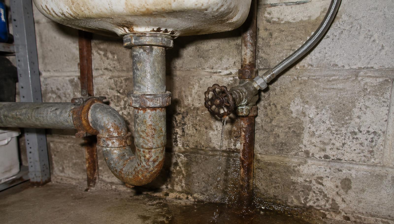 Before: corroded plumbing